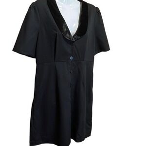 Rihoas The Black Mini Dress Large Velvet Lapel Mobwife Celeb Style WhimsiGoth